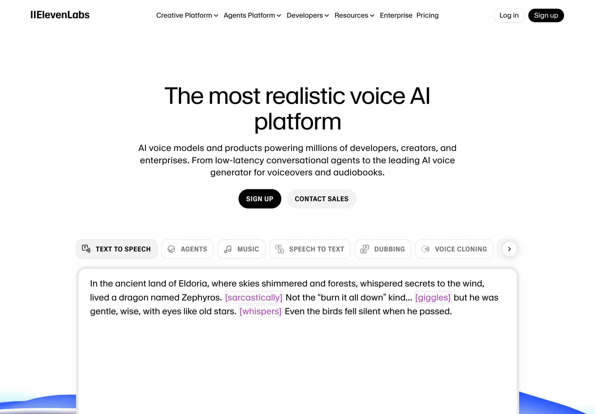 ElevenLabs voice generation interface